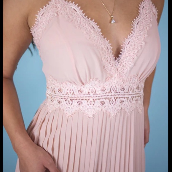 Lulu's Pink Lace Trim Maxi Dress - Picture 2 of 5